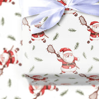 Lacrosse Sports Christmas Gift Wrap, Lacrosse Santa Wrapping Paper, Lacrosse Coach Holiday Wrapping Paper, Lax Santa Christmas Gift Wrap