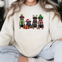 Holiday Dog Lover Sweatshirt, Rottweiler Christmas Sweatshirt, Festive Rottie Xmas Pullover, Adorable Dog Mom Crewneck Sweatshirt, Winter Present