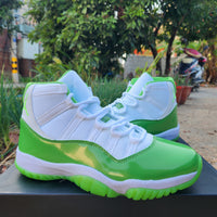 High Top Sneakers, White Green Colorway, Lace Up Design, Casual Gift for Sneaker Fans