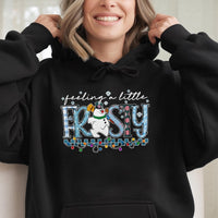 Adorable Snowman Christmas Hooded Sweatshirt, Feeling A Little Frosty Hoodie, Festive Winter Pullover Hoodie, Comfy Holiday Season Present