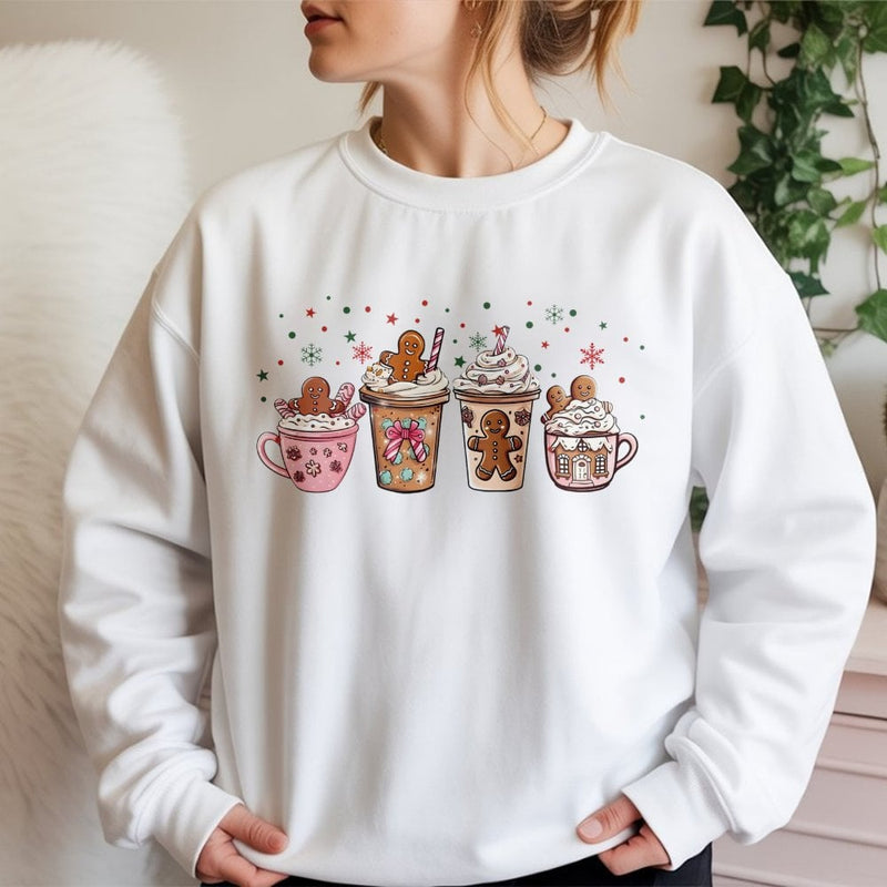 Adorable Holiday Latte Sweater, Gingerbread Coffee Christmas Sweatshirt, Festive Coffee Lover Crewneck, Winter Cafe Xmas Sweatshirt