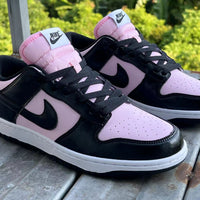 Low Top Sneakers, Black Pink Colorway, Lace Up Design, Casual Gift for Sneaker Fans