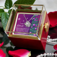 Holiday Knot Necklace for Wife, Soulmate Love Knot Necklace, CZ Crystal Love Knot Necklace, Rotating Rose Gift Box, Wife Christmas Present