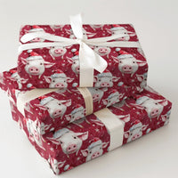 Santa Hat Farm Animal Gift Wrap, Christmas Pig Wrapping Paper, Adorable Watercolor Pig Wrapping Paper, Holiday Pig Gift Wrapping Paper