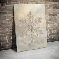 Minimalist Winter Botanical Canvas Print, Snowflake Wall Art Digital Download, Neutral Beige Christmas Poster, Neutral Holiday Decor