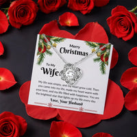 CZ Crystal Love Knot Pendant, Love Knot Necklace for Wife, Romantic Christmas Present from Husband, Heartfelt Anniversary Holiday Present