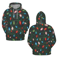 Festive Christmas Sweatshirt, Christmas Lights Hoodie, Retro Christmas Lights Pullover, Xmas Party Hooded Sweater, Comfy Holiday Winter Present