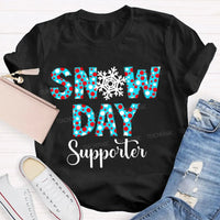 Polka Dot Winter Holiday Graphic Tee, Snow Day Supporter Snowflake Shirt, Christmas Season T-Shirt, Adorable Teacher Winter Present