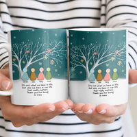 Custom Names Winter Snowflake Ceramic Mug, Personalized Family Tree Mug, Family Coffee Cup, Holiday Christmas Present