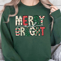 Retro Christmas Sweatshirt, Merry and Bright Sweatshirt, Vintage Christmas Holiday Crewneck, Adorable Merry and Bright Xmas Sweater Present