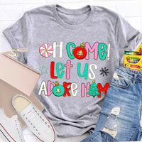 Religious Christian Holiday Tee, Oh Come Let Us Adore Him Christmas T-Shirt, Faith Nativity Graphic Shirt, Adorable Xmas Church Tee, Faith Present
