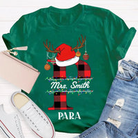 P Is for Para Holiday Shirt, Personalized Para Santa Hat Christmas T-Shirt, Paraprofessional Christmas Tee, Adorable Para Xmas Graphic Shirt