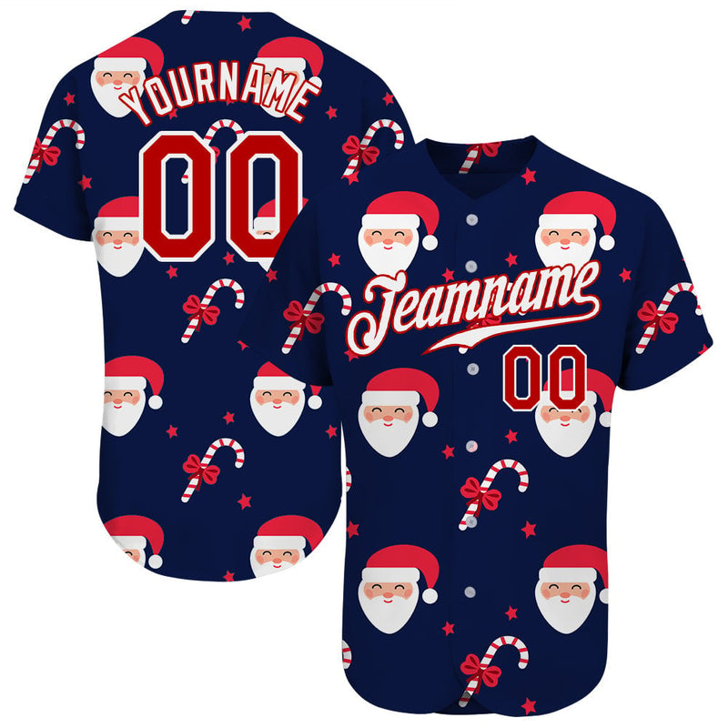 Personalized Holiday Baseball Jersey, Custom Santa Candy Cane Christmas Baseball Jersey, Stitched Xmas Jersey Shirt, Festive Party Present
