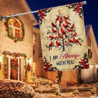Christmas Tree Memorial Yard Flag, Cardinal Garden Flag I Am Always with You, Double Sided Sympathy Lawn Flag, Holiday Bereavement