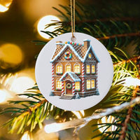 Holiday Home Decor Ornament, Gingerbread House Christmas Ornament, Ceramic Christmas Tree Ornament, Festive Family Keepsake Present