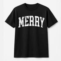 Vintage Merry Christmas Shirt, Distressed Merry T-Shirt, Retro Holiday Graphic Tee, Comfy Winter Christmas T-Shirt