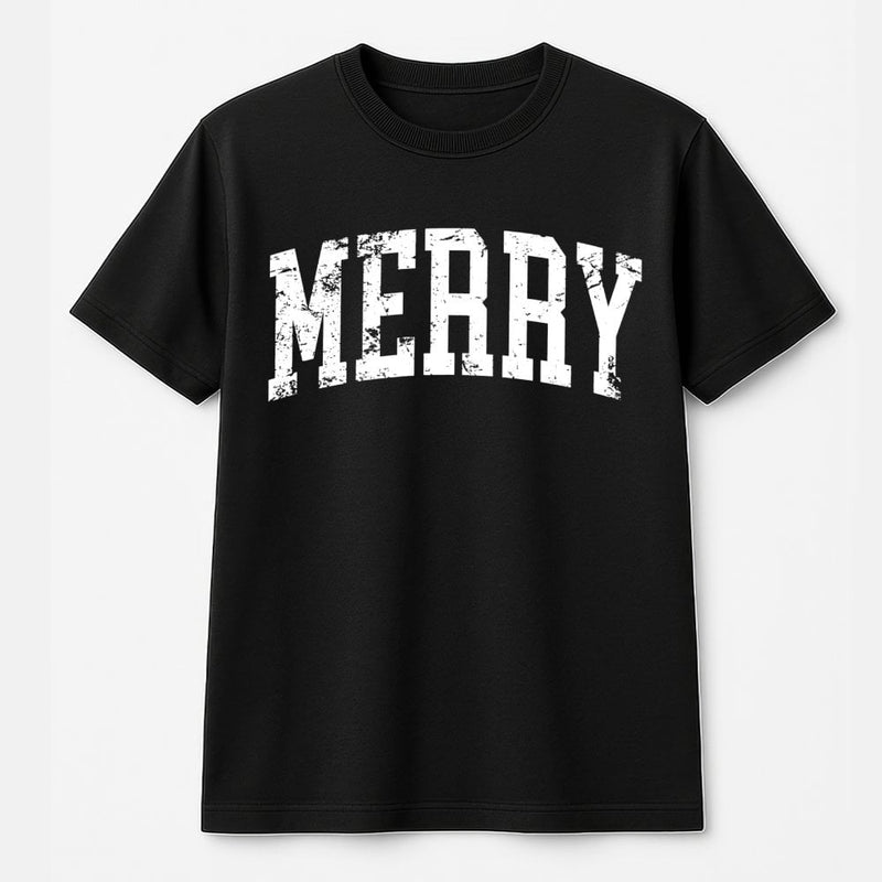 Vintage Merry Christmas Shirt, Distressed Merry T-Shirt, Retro Holiday Graphic Tee, Comfy Winter Christmas T-Shirt