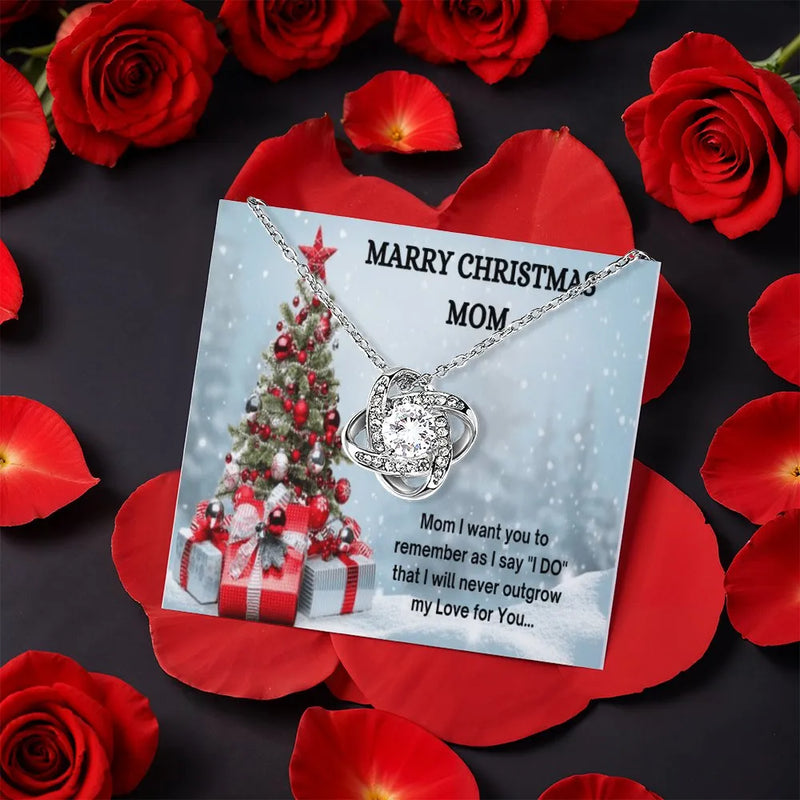 Mom Love Knot Pendant, Mother of the Bride Love Knot Necklace, CZ Love Knot Jewelry, Wedding Keepsake for Mom, Christmas Present for Mother