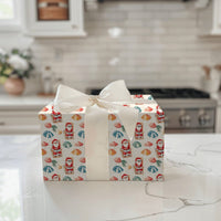 Summer Holiday Christmas Gift Wrap, Tropical Beach Santa Wrapping Paper, Santa on Vacation Wrapping Paper, Coastal Beach Gift Wrap Roll