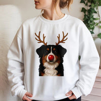 Adorable Reindeer Aussie Dog Crewneck, Australian Shepherd Christmas Sweatshirt, Holiday Dog Lover Pullover, Festive Puppy Sweater, Xmas Present
