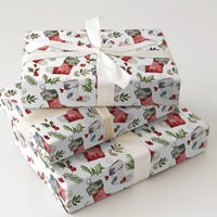 Holly Berry Gift Wrap Roll, Christmas Stocking Wrapping Paper, Holiday Watercolor Xmas Wrapping Paper, Winter Seasonal Gift Wrapping Paper