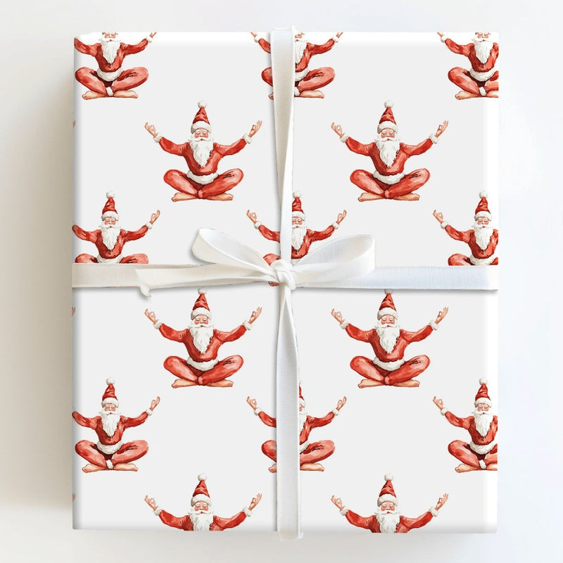 Yoga Santa Christmas Wrapping Paper, Watercolor Meditating Santa Wrapping Paper, Zen Holiday Gift Wrap, Mindful Gift Wrapping Paper Roll