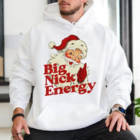 Retro Santa Christmas Sweatshirt, Big Nick Energy Hoodie, Humorous Holiday Santa Pullover, Sarcastic Xmas Present Hooded Sweatshirt for Men Women