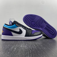 Low Top Sneakers, Black Purple Colorway, Lace Up Design, Casual Gift for Sneaker Fans