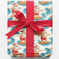 Tropical Christmas Gift Wrap, Surfing Santa Wrapping Paper, Beach Holiday Wrapping Paper, Coastal Xmas Gift Wrap Roll, Summer Festive Paper