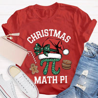 Humorous Math Teacher Holiday Shirt, Pi Symbol Santa Hat Christmas T-Shirt, Christmas STEM Graphic Tee, Math Lover Xmas Tee, Teacher Present