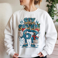 Humorous Internet Meme Holiday Crewneck, Six Seven Christmas Sweatshirt, Gen Z Gen Alpha Xmas Sweater, Trendy Meme Pullover Sweatshirt