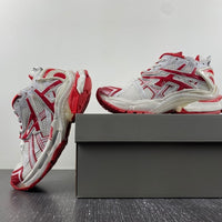 Low Top Sneakers, White Red Colorway, Lace Up Design, Casual Gift for Sneaker Fans