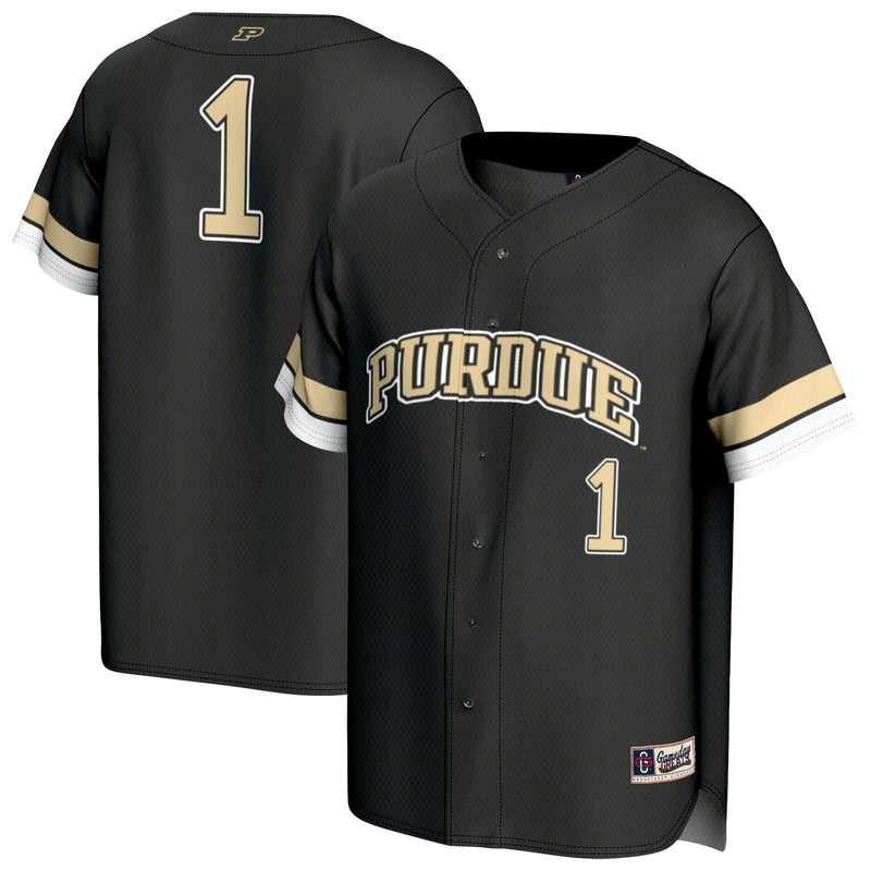 #1 Purdue Boilermakers Lightweight Collegiate Baseball Fashion Jersey - Black
