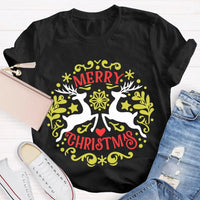 Festive Reindeer Holiday Graphic Tee, Christmas Elk T-Shirt, Winter Deer Shirt, Adorable Merry Christmas Animal T-Shirt, Xmas Apparel