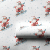 Watercolor Santa Gift Wrap, Snowboarding Santa Wrapping Paper, Winter Sports Wrapping Paper, Holiday Gift Wrap, Christmas Present Paper