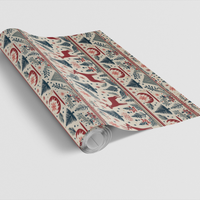 Pine Tree Christmas Gift Wrap, Nordic Reindeer Wrapping Paper, Rustic Winter Holiday Wrapping Paper, Scandinavian Xmas Gift Wrap Roll