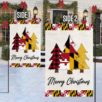 Buffalo Plaid Tree State Flag Lawn Banner, Maryland Christmas Garden Flag, Double Sided Holiday Yard Flag, Marylander Christmas Decor