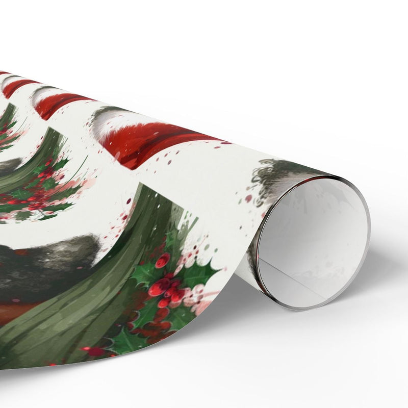 African American Santa Gift Wrap, Black Santa Wrapping Paper, Festive Holly Christmas Wrapping Paper, Holiday Gift Wrapping Paper, Xmas Wrap