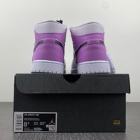 Mid Top Sneakers, White Black Purple Colorway, Lace Up Design, Casual Gift for Sneaker Fans