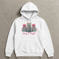 Leopard Print Xmas Tree Hoodie, Merry and Bright Christmas Hoodie, Colorful Holiday Sweatshirt, Christmas Hooded Sweatshirt, Present for Her