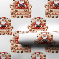 Video Game Controller Gift Wrap, Floral Armchair Gamer Santa Wrapping Paper, Humorous Santa Christmas Wrapping Paper, Gamer Gift Wrap