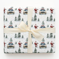Vintage Police Car Gift Wrap, Police Santa Wrapping Paper, Law Enforcement Christmas Paper, Holiday Wrapping Paper, Cop Gift Wrap Roll
