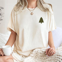 Minimalist Evergreen Pine Graphic Tee, Christmas Tree T-Shirt, Vintage Winter Holiday Forest Shirt, Comfy Rustic Farmhouse Xmas Graphic Tee