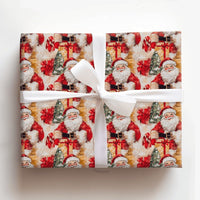 Christmas Gift Wrap Roll, Vintage Santa Wrapping Paper, Retro Santa Claus Wrapping Paper, Festive Holiday Gift Wrap, Xmas Present Paper