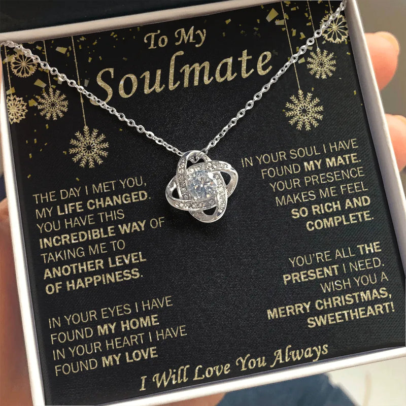 Romantic Love Knot Pendant Necklace, Soulmate Love Knot Necklace, Cubic Zirconia Knot Necklace, Present for Wife or Girlfriend, Christmas Present