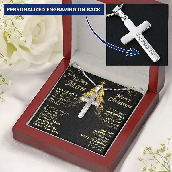 Custom Engraved Cross Pendant, Personalized Cross Necklace for Men, Stainless Steel Cross Jewelry, Faith Necklace, Christmas 