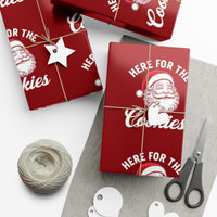 Santa Christmas Gift Wrap, Here for the Cookies Wrapping Paper, Humorous Holiday Quote Present Paper, Festive Xmas Gift Wrapping Paper Roll