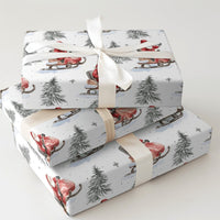 Watercolor Winter Sports Gift Wrap, Santa on Snowmobile Wrapping Paper, Red Vintage Santa Wrapping Paper, Christmas Present Paper