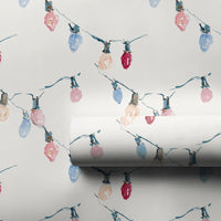Pastel Holiday String Light Gift Wrap, Watercolor Christmas Lights Wrapping Paper, Festive Xmas Paper, Winter Present Wrapping Paper Roll