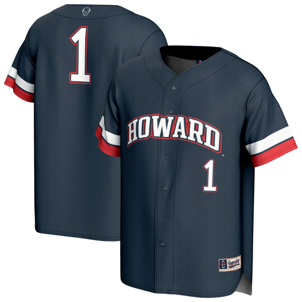 #1 Howard Bison Collegiate Baseball Fashion Jersey - Navy